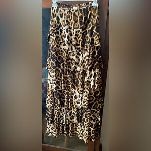 Leopard Print Maxi Ruffle skirt